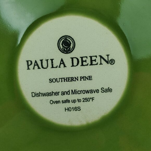 Paula Deen Southern Pine Serving Bowl Green Embossed Pinecone Vegetable Bowl - Picture 6 of 6